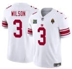 New York Giants #3 Russell Wilson White 2025 F.U.S.E. With 4-star C Patch And Walter Payton Patch Vapor Untouchable Limited Stitched Jersey