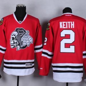 Blackhawks #2 Duncan Keith Red(White Skull) Stitched Jersey