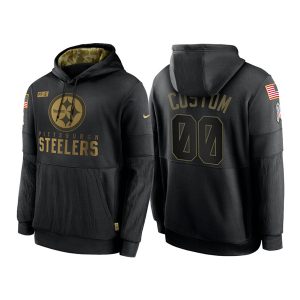 Pittsburgh Steelers Customized 2020 Black Salute To Service Sideline Performance Pullover NFL Hoodie