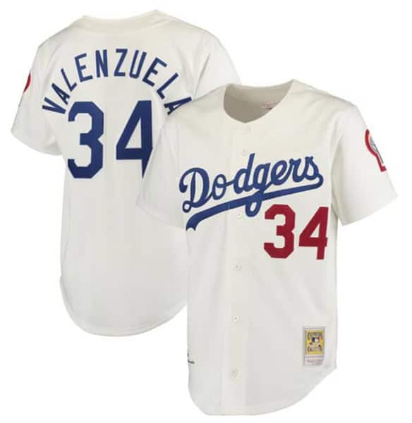 Los Angeles Dodgers #34 Toro Valenzuela Cream With Patch Cool Base Stitched Jersey