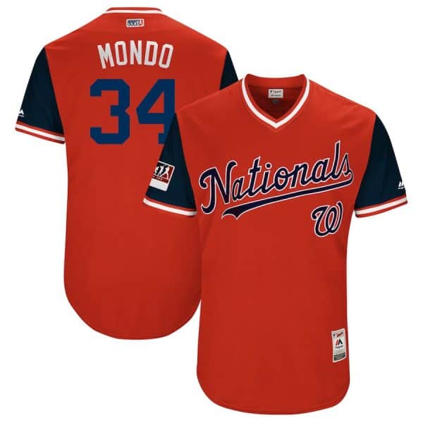 Washington Nationals #34 Bryce Harper "Mondo" Majestic Navy 2018 Players' Weekend Stitched Jersey