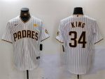 San Diego Padres #34 Michael King White With PS Patch Cool Base Stitched Jersey