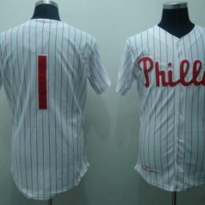 Mitchell And Ness Phillies #1 Richie Ashburn Stitched White Red Strip Throwback Jersey