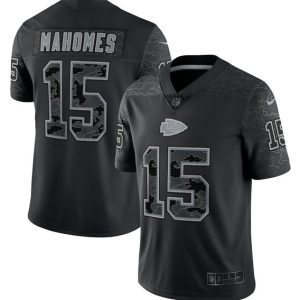 Kansas City Chiefs #15 Patrick Mahomes Black Reflective Limited Stitched Jersey