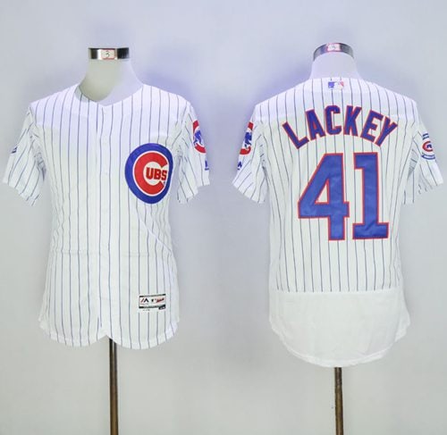 Cubs #41 John Lackey White Flexbase Authentic Collection Stitched Jersey