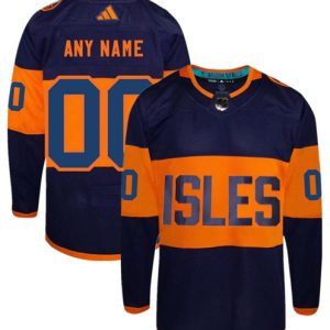 New York Islanders Custom Navy 2024 Stadium Series Stitched Jersey