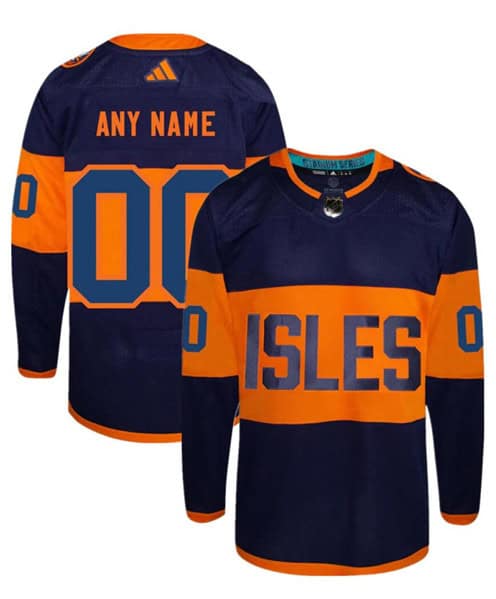 New York Islanders Custom Navy 2024 Stadium Series Stitched Jersey