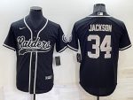 Las Vegas Raiders #34 Bo Jackson Black Cool Base Stitched Baseball Jersey