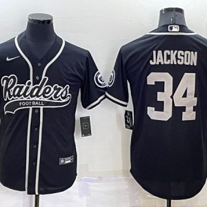 Las Vegas Raiders #34 Bo Jackson Black Cool Base Stitched Baseball Jersey