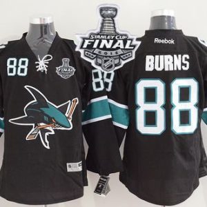 Sharks #88 Brent Burns Black 2016 Stanley Cup Final Patch Stitched Jersey