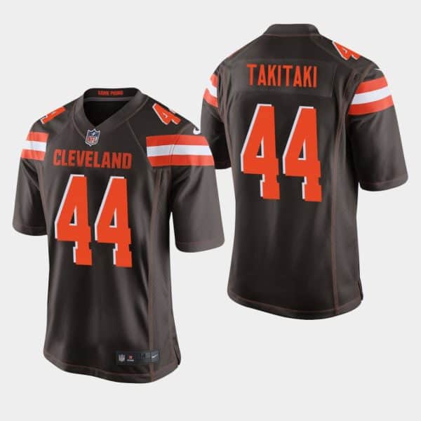 Cleveland Browns #44 Sione Takitaki Brown Stitched Jersey