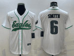 Philadelphia Eagles #6 DeVonta Smith White With Patch Cool Base Stitched Baseball Jersey