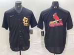 St. Louis Cardinals Black Team Big Logo Cool Base Stitched Jersey