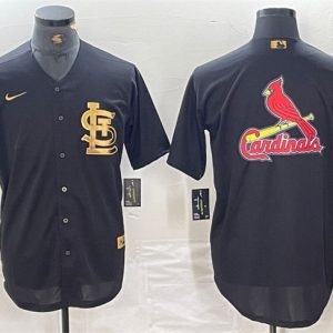 St. Louis Cardinals Black Team Big Logo Cool Base Stitched Jersey
