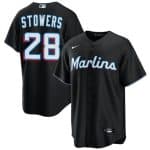 Miami Marlins #28 Kyle Stowers Black Cool Base Stitched Jersey