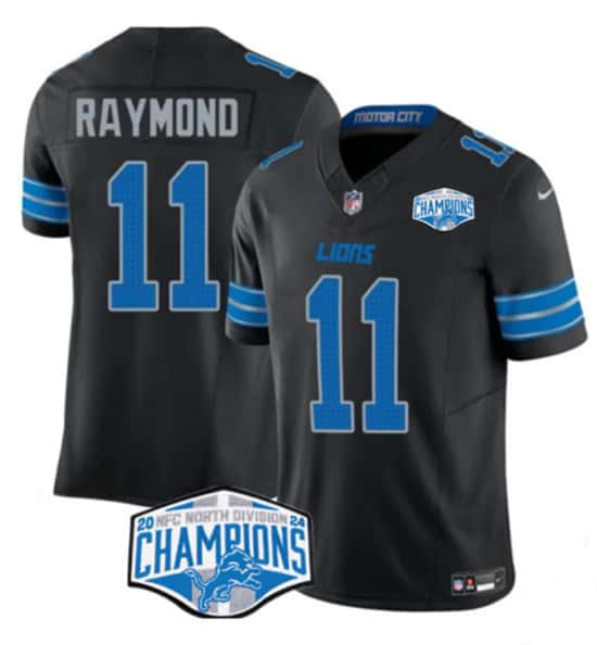 Detroit Lions #11 Kalif Raymond Black 2024 NFC North Champions F.U.S.E. Vapor Limited Stitched Jersey