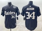 Las Vegas Raiders #34 Bo Jackson Black 'Gothic Sin City Shadows Edition' With 65th Anniversary Patch Vapor Limited Stitched Jersey