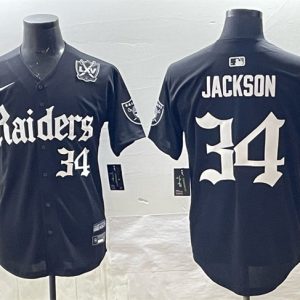 Las Vegas Raiders #34 Bo Jackson Black 'Gothic Sin City Shadows Edition' With 65th Anniversary Patch Vapor Limited Stitched Jersey