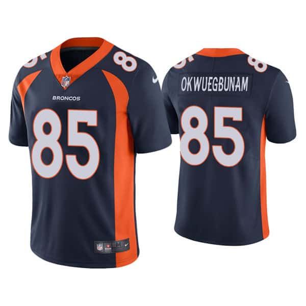 Denver Broncos #85 Albert Okwuegbunam Navy Vapor Untouchable Limited Stitched Jersey