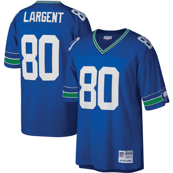 Seattle Seahawks #80 Steve Largent Royal Mitchell Ness Stitched Jersey