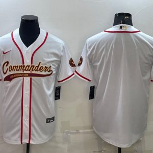 Washington Commanders Blank White With Patch Cool Base Stitched Baseball Jersey
