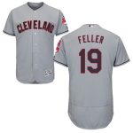 Indians #19 Bob Feller Grey Flexbase Authentic Collection Stitched Jersey