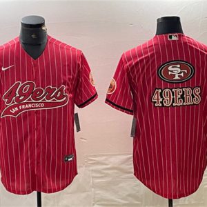 San Francisco 49ers Red Team Big Logo With Patch Cool Base Stitched Jersey