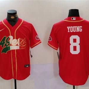 San Francisco 49ers #8 Steve Young Red Mexico With Patch Stitched Jersey