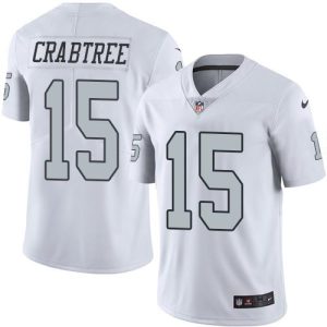 Raiders #15 Michael Crabtree White Stitched Limited Rush Nike Jersey