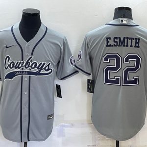 Dallas Cowboys #22 Emmitt Smith Gray Cool Base Stitched Baseball Jersey