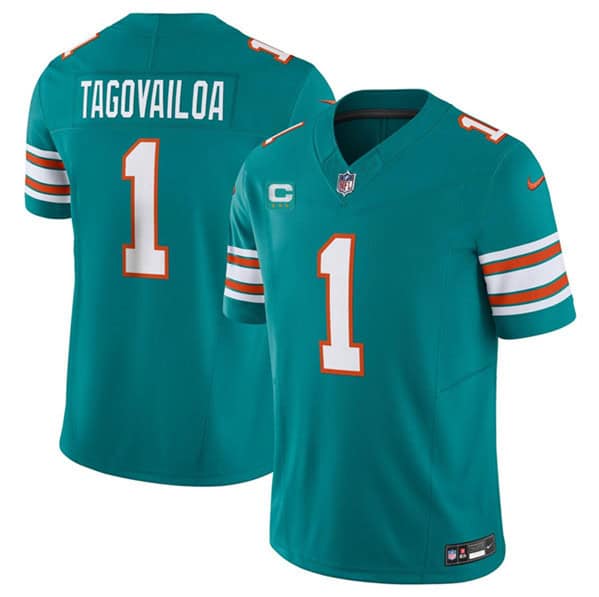 Miami Dolphins #1 Tua Tagovailoa Aqua 2024 F.U.S.E. Alternate With 3-Star C Patch Vapor Limited Stitched Jersey