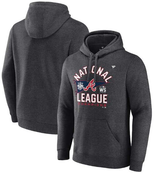 Atlanta Braves 2021 Heathered Charcoal National League Champions Locker Room Pullover Hoodie