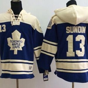 Maple Leafs #13 Mats Sundin Blue Sawyer Hooded Sweatshirt Stitched Jersey