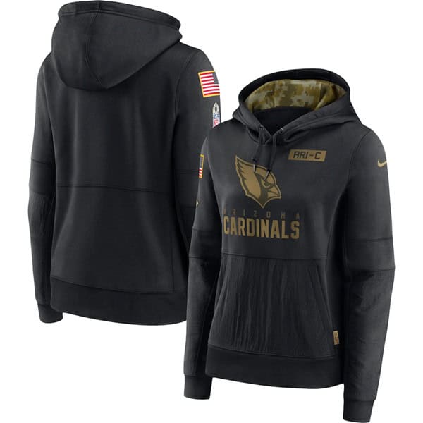 Arizona Cardinals 2020 Black Salute To Service Sideline Performance Pullover NFL Hoodie (Run Small)