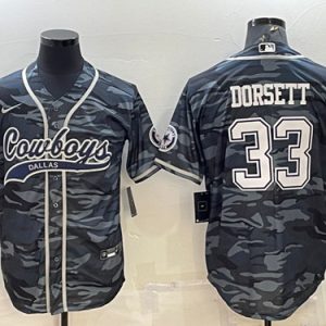 Dallas Cowboys #33 Tony Dorsett Gray Camo With Patch Cool Base Stitched Baseball Jersey