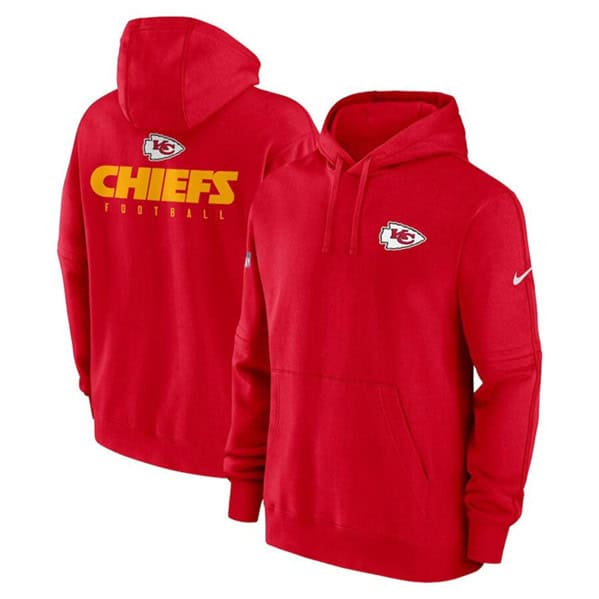Kansas City Chiefs Red Sideline Club Fleece Pullover Hoodie