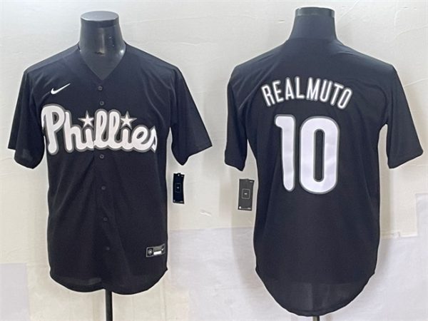 Philadelphia Phillies #10 J.T. Realmuto Black Lights Out Limited Stitched Jersey