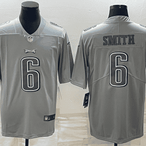 Philadelphia Eagles #6 DeVonta Smith Gray Atmosphere Fashion Stitched Jersey