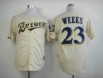 Brewers #23 Rickie Weeks Cream YOUniform Cool Base Stitched Jersey