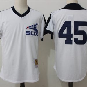 Chicago White Sox #45 Michael Jordan Mitchell Ness White Cooperstown Mesh Batting Practice Stitched Jersey