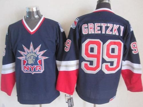 Rangers #99 Wayne Gretzky Navy Blue CCM Statue Of Liberty Stitched Jersey