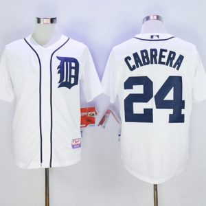 Tigers #24 Miguel Cabrera Stitched White Jersey