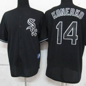 White Sox #14 Paul Konerko Black Fashion Stitched Jersey