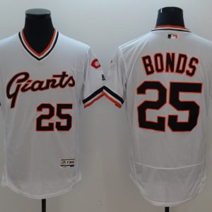 San Francisco Giants #25 Barry Bonds White White Throwback Stitched Jersey
