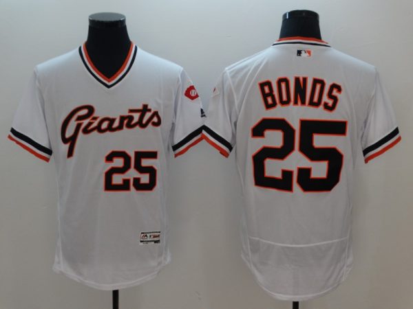 San Francisco Giants #25 Barry Bonds White White Throwback Stitched Jersey