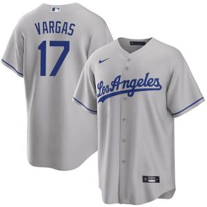Los Angeles Dodgers #17 Miguel Vargas Gray Cool Base Stitched Jersey