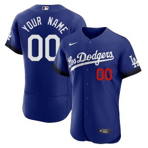 Los Angeles Dodgers Customized Custom Royal 2021 City Connect Flex Base Stitched Jersey