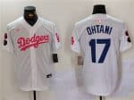 Los Angeles Dodgers #17 Shohei Ohtani White Pink Vin Kobe Patch Stitched Jersey