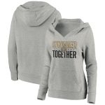 New Orleans Saints Heather Gray Stronger Together Crossover Neck Pullover Hoodie(Run Small)