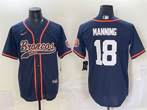 Denver Broncos #18 Peyton Manning Navy Cool Base Stitched Jersey